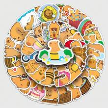 50张可爱水豚卡通贴纸，适合装饰手机、水瓶、笔记本等，易撕不留残胶，防水防褪色，是青少年、日记爱好者、儿童节、圣诞节和返校季剪贴簿用品的理想礼物。 - 50PCS - 查看 10