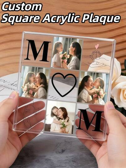 Bộ 1/3/5 khung ảnh ghép hình vuông bằng acrylic tùy chỉnh dành cho mẹ, kỷ niệm ảnh mẹ và bé bằng acrylic cá nhân hóa, đồ trang trí Ngày của Mẹ bằng acrylic trong suốt chất lượng cao, thiết kế khung ảnh 9 ô, hoàn hảo cho Ngày của Mẹ, Lễ Phục Sinh, Ngày của Cha, Sinh nhật, lý tưởng làm quà tặng cho mẹ, trang trí bàn làm việc, trưng bày trên kệ và làm kỷ niệm.