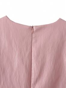 Áo vest da xếp ly cổ tròn không tay, thích hợp cho mùa xuân và mùa thu. - Hồng - Xem 7