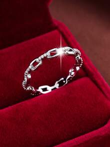 1pc Minimalist Chain Wrapped Circle Design Cubic Zirconia Women Ring - Multicolor - View 11
