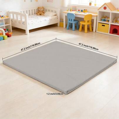 1 pieza Alfombra de juego para bebé de 47x47 pulgadas, alfombra de espuma extra gruesa de 1.2" para tiempo de barriga y gateo, alfombra impermeable y antideslizante de piel sintética para corralito de bebés y niños pequeños, para uso en interiores y exteriores, gimnasio y actividades, elegante y fácil de limpiar con un paño