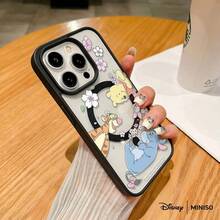 名创优品迪士尼小熊维尼樱花透明磁吸手机壳，适用于iPhone 17/17 Pro/17 Pro Max/17 Air/16/15/14/13/12/11/X系列，iPhone 17 Pro Max手机壳，iPhone 17 Pro手机壳，iPhone 17手机壳，圣诞礼物，女朋友 - 白色 - 查看 4