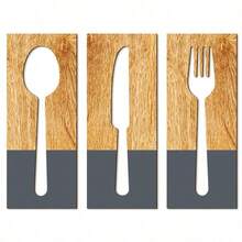 1/3pcs Wall Hanging, Kitchen And Dining Room Wall Decoration, Wooden Sign, Cutlery, Spoon, Wooden Nameplate, Home Decoration, Bedroom Background, Living Room Creative Wall Decoration, Suitable For Home And Kitchen Wall Decoration Hangings - Multicolor - View 6