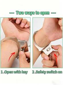 1pc Iron Handcuffs With Inner Diameter Less Than 5cm, Accessory, Makeup/Costume Prop - Silver - View 10
