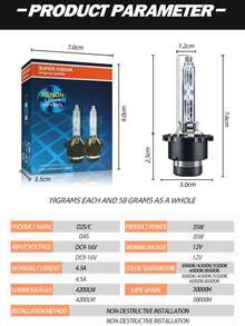 1 Conjunto de Lâmpadas de Farol D1 D2 D3 D4 D1R D2R D3R D4R 4300K 6000K 8000K D1S D2S D3S D4S Lâmpadas de Farol Xenon HID CBI Lâmpadas de Farol Xenon HID - 6000K - Visão 12
