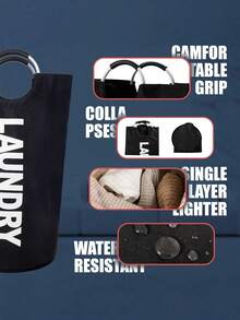 1个92升黑色大号洗衣篮，可折叠洗衣袋，独立式高款衣物收纳篮，可折叠洗衣篮，洗衣篮，浴室收纳篮，篮子，收纳篮，可折叠洗衣篮 - 彩色 - 查看 6