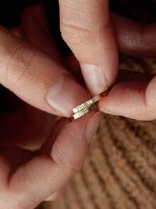 1 pieza Anillo de acero inoxidable ajustable de doble capa con el texto "Confía en Dios", adecuado para hombres y mujeres, talla única - CONFÍA EN DIOS - Ver 4