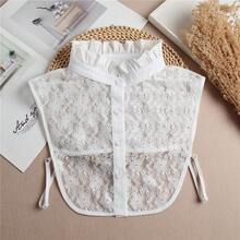 1pc Women's Black Lace Ruffle Edge Detachable Adjustable Casual Retro Dickey Collar For Spring & Autumn, Comfortable & Breathable For Dress For Christmas Decor - Black - View 9