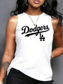 Women's Tank Top, "LA Dodgers" Script Logo Vest Top, Summer Tops For Women, Game Day Outfits,2000s Tops - 白色2 - 查看 1