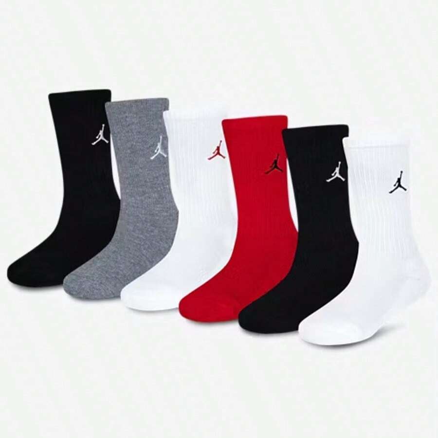 Nike Dri-FIT Performance Basic Crew Socks 6Pack Kids BJ0583-H24 - Red and Black - View 1