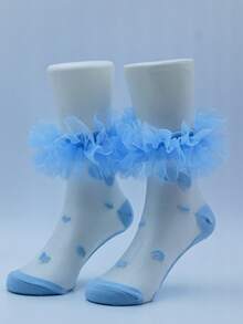 1双幼儿女童荷叶边蓬松公主风婴儿柔软袜子 - 彩色 - 查看 2