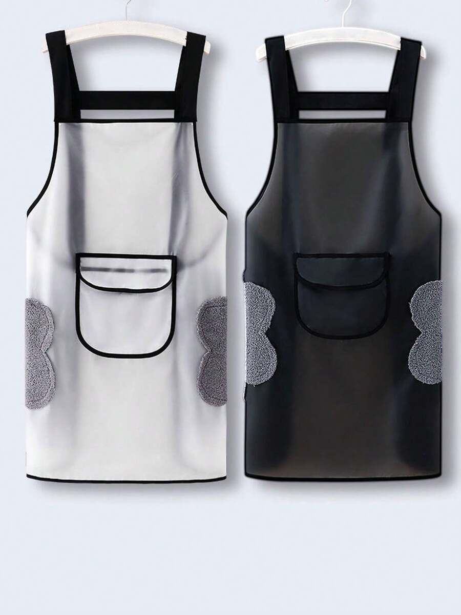 1pc TPU Waterproof & Oil-Resistant Fashionable Wipe-Clean Kitchen Apron, Suitable For Men & Women, For Cooking, Cleaning, Gardening And Hairdressing, With Pockets - Multicolor - View 1
