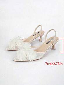 New Arrival Women's Fashionable Summer Elegant Pointed Toe Lace Slingback High Heel Sandals, Beige - Beige - View 9