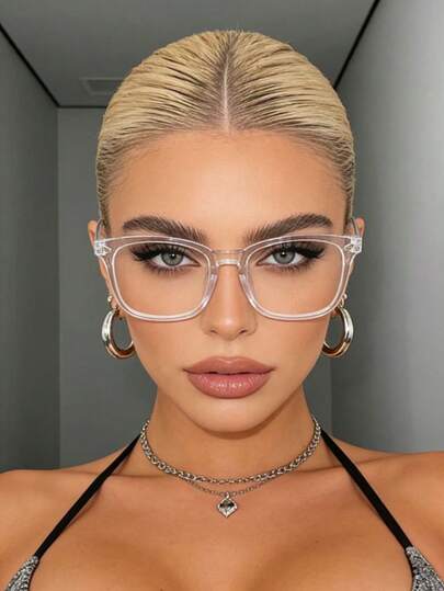1 Pair/3 Pairs Geometric Frame Men's Modern Minimalist Elegant Transparent Glasses, Suitable For Back To School, Office, Reading, Daily Life And Accessories