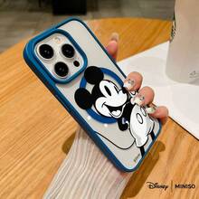 Miniso 名创优品迪士尼经典米奇黑白透明磁吸手机壳，复古卡通风格，适用于iPhone 17/17 Pro/17 Pro Max/17 Air/16/15/14/13/12/11/X系列，iPhone 17 Pro Max手机壳，iPhone 17 Pro手机壳，iPhone 17手机壳，圣诞礼物，送给女朋友 - 淺灰色 - 查看 5