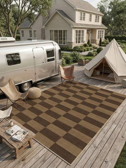 1pc Luxury Modern Minimalist Dual-Color Checkerboard Rug/Carpet/Area Rug/Doormat - European And American Minimalist Contrasting Color Geometric Checkerboard Pattern - Outdoor Carpet For Entryway, Balcony, Hallway, Outdoor, Patio, Living Room, All Season Soft Machine Washable Carpet Mat, Home Decor