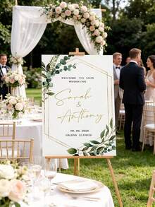 1pc - Personalized Wedding Poster, Wedding Party Signage, Boho Style Wedding Poster, Includes Elegant Wedding Celebration Welcome Sign With Names, Wedding Celebration Welcome Sign With Photo, Wedding Party Welcome Board, Customizable Wedding Party Welcome Sign Template - Multicolor - View 4