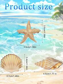 1/3pcs Beach Wedding Starfish Hair Clips, Metal Shell Hair Clips, Mermaid Style Hair Clips, Suitable For Summer Vacation Outfits, Women Hair Accessories, Beach Accessories - Mermaid Hair Clip - View 11