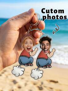 1pc Custom Funny Farting Man Acrylic Keychain,Custom Photo,Personalized Funny Farting Man Keychain Novelty Gift For Friends & Family,Funny Photo Keychain Unique Gag Gift For Birthday - Multicolor - View 2