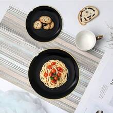 Bộ 50 đĩa viền đen, đĩa tráng miệng thanh lịch, đĩa mì Ý, đĩa pizza, đĩa bánh ngọt, đĩa salad, kích thước 7.5 inch/10.25 inch, có thể tái sử dụng và dễ vệ sinh, thích hợp cho các buổi tiệc ngoài trời, sinh nhật, đám cưới và các dịp lễ hội. - màu đen - Xem 2