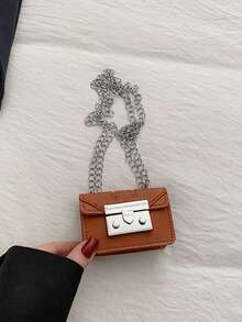 Mini Handbag, New Versatile Small Niche Chain Shoulder Square Bag For Women - Brown - View 11