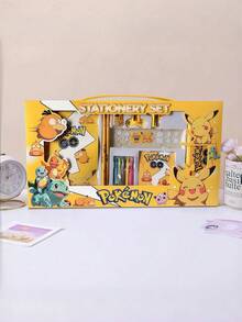 pokemon Pokémon Cartoon Style Stationery Gift Set, (6pcs/8pcs/12pcs/14pcs) Including Pencil, Notebook, Pencil Sharpener, Pencil Case, Ruler, Eraser And Crayons, Pokémon - Set - View 12