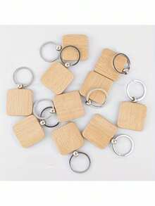 10/20pcs Blank Wooden Key Chains, DIY Key Rings, Metal Key Holders, Creative Small Gifts - View 8