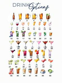 1 pieza Menú de cócteles personalizado e impreso, cartel de bar de boda para bebidas insignia, letreros de bebidas de él y ella, arco de acrílico con UV, perfecto para la decoración de la recepción - Tablero de exhibición de copas de vino para bodas F-Wedding - Ver 5