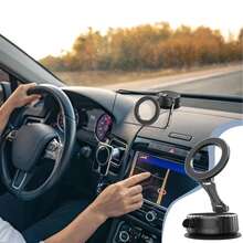 Giá đỡ điện thoại từ tính có giác hút, có thể gập lại, dùng được trên bảng điều khiển ô tô và bàn làm việc, có chức năng định vị đa năng. - màu đen - Xem 8