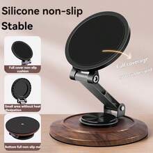 Giá đỡ điện thoại từ tính có thể xoay 360° và gập lại, giá đỡ điện thoại để bàn từ tính mạnh mẽ, giá đỡ điện thoại ổn định, chống trượt và có thể điều chỉnh. - Xám - Xem 3