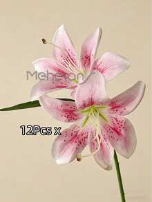 12/1pc 34cm Artificial Pale Pink Lily Flower, Silk Fake Flower For Home Decor, Wedding Bouquet, Birthday Party, Dining Table, Garden, Wedding Decoration, Bridal Bouquet, Silk Lily Flower - Baby Pink - View 10
