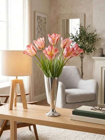 12/6/3/1pcs 3D Parrot Tulip Artificial Flowers, Lifelike Decorative Fake Tulips With Long Stems, Suitable For Home, Office, Wedding, Desk Decor, Decoration For Room, Dining Room, Kitchen, Living Room, Bedroom, Also Great For Birthday, Valentine''s Day, Mother''s Day, Father''s Day And Graduation Gifts