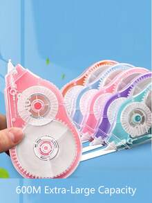 600M Cinta correctora de gran capacidad, Serie de colores Macaron, Paquete de 5, Cinta correctora blanca suave para estudiantes - paquete de 5 - Ver 2