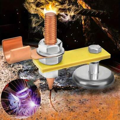1pc Magnetic Welding Bracket: Spot Welding Tool For Electric Welding Ground - Suitable For Stud Welding And Machine Ground Clamping! Improved Magnetic Welding Bracket Clamp Tool, Welding Head Magnetic Attraction,
