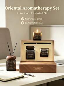Luxury Aroma Diffuser And Scented Candle Gift Set, Natural Plant Essential Oils And Soy Wax Aromatherapy Kit, Smokeless Long-Lasting Fragrance For Home, Bedroom, Living Room And Office, Suitable As Premium Gift For Birthday, Holiday, Housewarming And Wedding - Gift Box - View 1