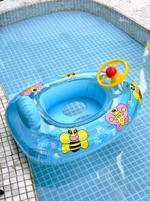 1个儿童游泳池充气漂浮座椅，可爱充气游泳圈，婴儿腋下漂浮圈，夏季游泳蜜蜂系列带方向盘 - 彩色 - 查看 5