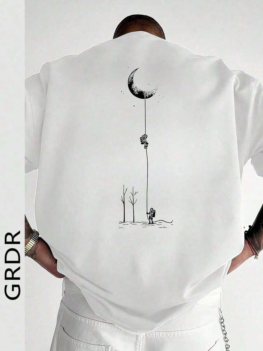 100% Pure Cotton, Breathable And Gentle On The Skin. Classic Crew Neck Design, Slim Fit, And Flattering For All Body Types. Fashionable Print With A Minimalist Style And High-Quality Finish. Unisex Design Perfect For Matching Outfits, Ideal For Everyday Wear, Dates, Leisure, And Streetwear – Versatile And Timeless. - 白色 - 查看 1