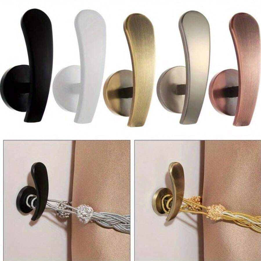 Metal Decorative Curtain Hooks, Wall-Mounted Curtain Tie Back Hooks With Screws, Gold/Silver/Black Home Decor Curtain Hooks, Suitable For Home, Room, Living Room, Bathroom, Bedroom, Wedding Decoration, Mother's Day Gift