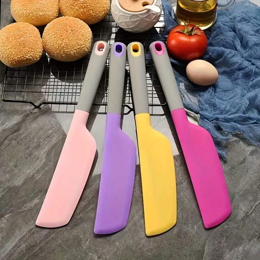 1 pieza Espátula de silicona suave y resistente al calor, mango ergonómico, opciones de multicolor, adecuada para decoración de pasteles, mezclar y raspar tazones, herramienta de cocina