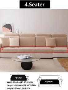 1pc Elastic Thickened Comfortable Sherpa Sofa Cover, Non-Slip Full Coverage Sofa Seat Cushion, 4-Season Universal Sofa Slipcover, Fabric Thick Sofa Blanket, Machine Washable, Pet Friendly, Decor For Bedroom, Office, Living Room, Fit For Corner Sofa, L-Shaped Sofa, 1/2/3/4 Seater - Khaki - View 13