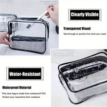 1 chiếc túi tote trong suốt, kiểu dáng thường ngày, phù hợp cho cả nam và nữ, có thể dùng làm túi đựng mỹ phẩm/túi đựng đồ vệ sinh cá nhân/túi đựng đồ, tiện lợi mang theo, có khóa kéo và quai xách, phụ kiện hành lý du lịch. - Nhiều màu - Xem 3