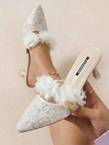 planare Mẫu mới về: Sandal cao gót mũi nhọn buộc dây thanh lịch dành cho nữ, kiểu dáng slip-on, thời trang mùa hè màu be. - Màu be - Xem 2