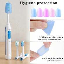 20 Pack Silicone Toothbrush Head Cover, Tooth Brush Cover Cap For Electric &Amp; Manual Toothbrushes, Reusable Portable Covers Caps Protector For Kids Travel Camping Bathroom School Business (5 Colors) - 黑色 - 查看 4