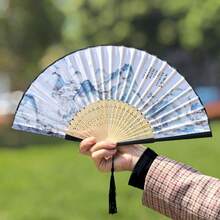 1pc New Style Ancient-Style Folding Fan, Imitation Silk, Chinese-Style Folding Fan For Women, Hanfu, Qipao, Classical Fan - Folding Fan - View 10