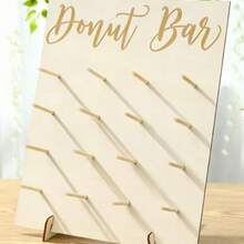 Giá đựng tráng miệng bằng gỗ, kệ trưng bày bánh kẹo sinh nhật có đáy, kệ trưng bày bánh rán. - khung 16 lỗ - Xem 2