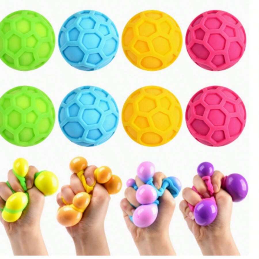 Color Changing Grid Ball Squishy – Slow Rebound Flour-Filled Sensory Toy, Soft Gel Stress Relief Fidget - 混色 - 查看 1