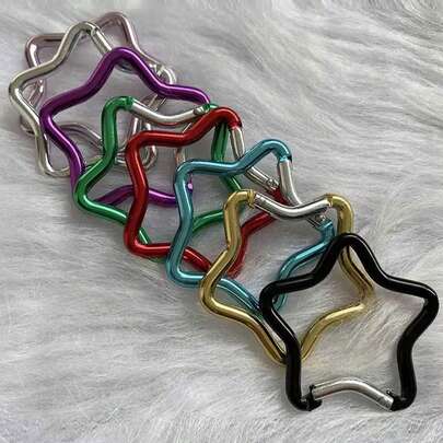 Bộ 1/2/3 móc khóa hình ngôi sao năm cánh bằng hợp kim nhôm, kẹp treo hình ngôi sao nhiều màu sắc, phụ kiện chất lượng cao.