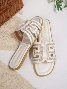 New Fashion Square Toe Flat Sandals For Women - White - View 3