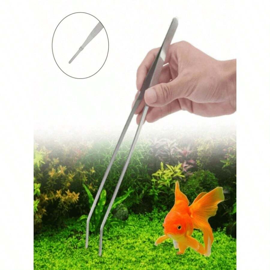 1个12英寸不锈钢镊子/钳子,直/弯不锈钢牡蛎喂食夹,适用于鱼缸清洁、爬行动物/两栖动物喂食、水族箱清洁、昆虫捕捉镊子 - 直頭 - 查看 1