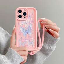 (Follow The Store And Collect The Product To Get A Free Lanyard) Phone Case/Compatible With IPhone 17/16/15 PRO MAX/15 PLUS/15 PRO/15/14 PRO MAX/14 PLUS/14 PRO/14/13 PRO MAX/13 PRO/13/12 PRO MAX/12 PRO/12 PRO MAX/11 PRO/11/XS MAX/XR/XS/7/8 PLUS/ Transparent Shockproof Protective Cover, Compatible With Samsung Galaxy A14 A34 A54 A15 A25 A35 A55 S23 S23Plus S23ultra S23fe S24 S24plus S24ultra S24fe S25 S25plus S25ultra, Compatible With Redmi Note 13/14 Promax - Pink + Rope - View 5